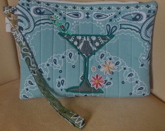 Martini embroidered bandana small purse