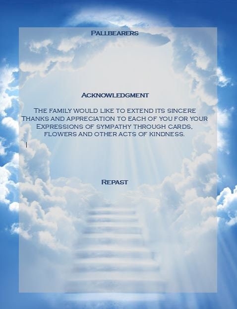Memorial Program - Funeral Obituary Template - Clouds - Etsy