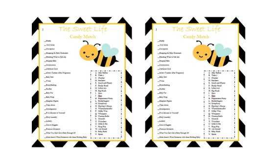 The Sweet Life Candy Baby Shower Game For Mommy To Bee Theme Etsy