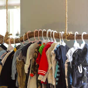 Hanging Natural Branch Clothing Rack|Clothing Rail|Nursery|Jewelry Display|Laundry| Coat Rack|Entryway