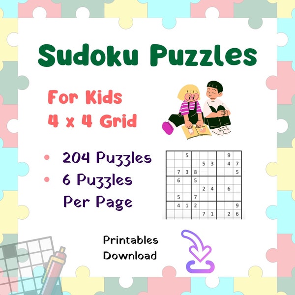 Puzzles de sudoku pour enfants - Puzzle de sudoku - Puzzles de sudoku faciles pour enfants - 4 x 4
