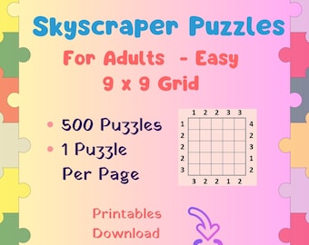 Skyscrapers Puzzle Book - Skyscraper Puzzles - Skyscraper Puzzle Teaser - For Adults Easy -  9 x 9 Grid