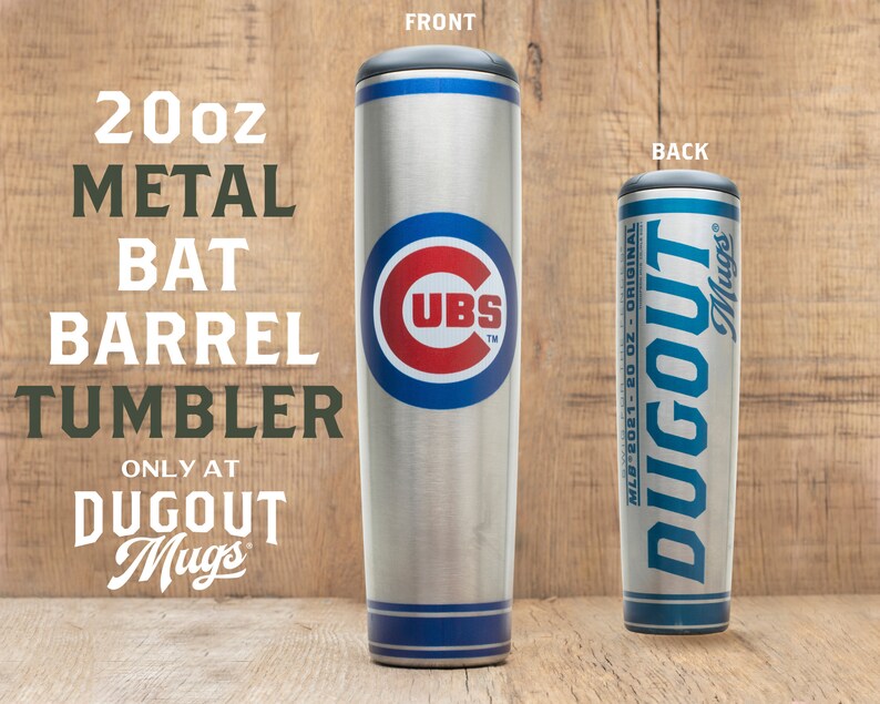 Baseball Bat Barrel Tumbler Chicago Cubs Metal Dugout Mug Etsy