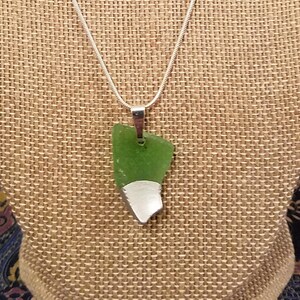 Silver Dipped Green Sea Glass Pendant