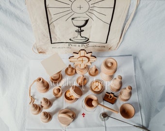 Ultimate Mass Set - Natural Wood - Wooden Mass Kit - Play Mass Set - Catholic Gift - Catholic Toys - Catechesis of the Good Shepherd