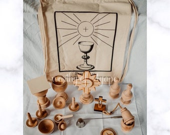 Deluxe Wooden Mass Set - Catechesis of the Good Shepherd - Catholic Kids - First Communion - Mass Kit - Wooden Toys - Catholic Gift