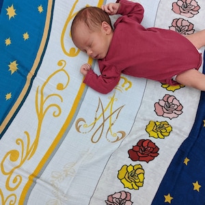Mary&#39;s Mantles Swaddle - Baby Swaddle - Catholic Baby Gift - Baby Shower Gift - Blessed Virgin - New Baby Gift - Catholic Swaddle - Bamboo