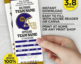 Baltimore Football Team Überraschungskarte | Lila & Gold | Bearbeitbar | Digitaler Download