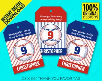 Etichette per bomboniere per feste di compleanno a tema baseball / Tema All-Star / Download digitale