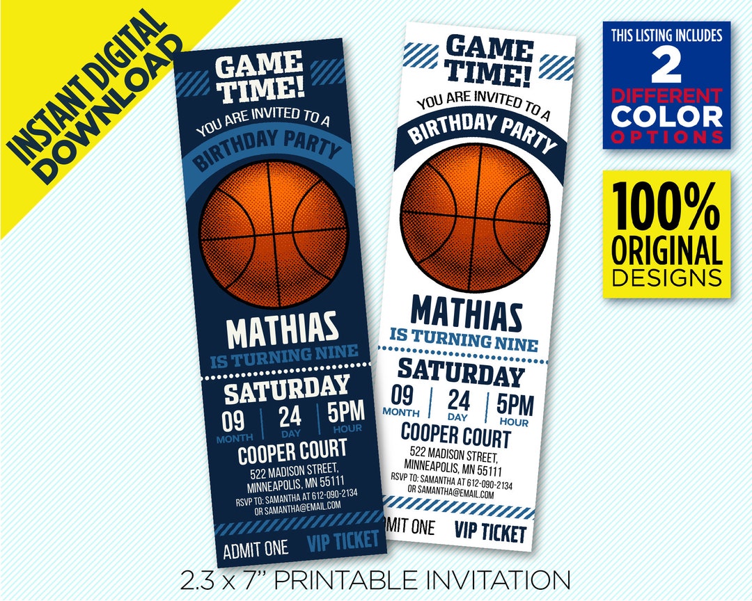 Minnesota Timberwolves Ticket Printable Invitation, Timberwolves ...