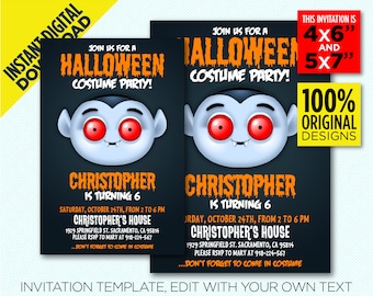 Dracula Halloween Birthday Party Invitation | Vampire Theme | Digital Download