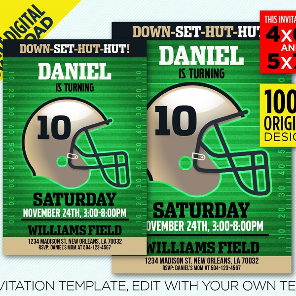 New Orleans Saints Birthday Invitation - Etsy