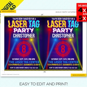 Laser Tag Birthday Party Printable Invitation Editable Laser - Etsy