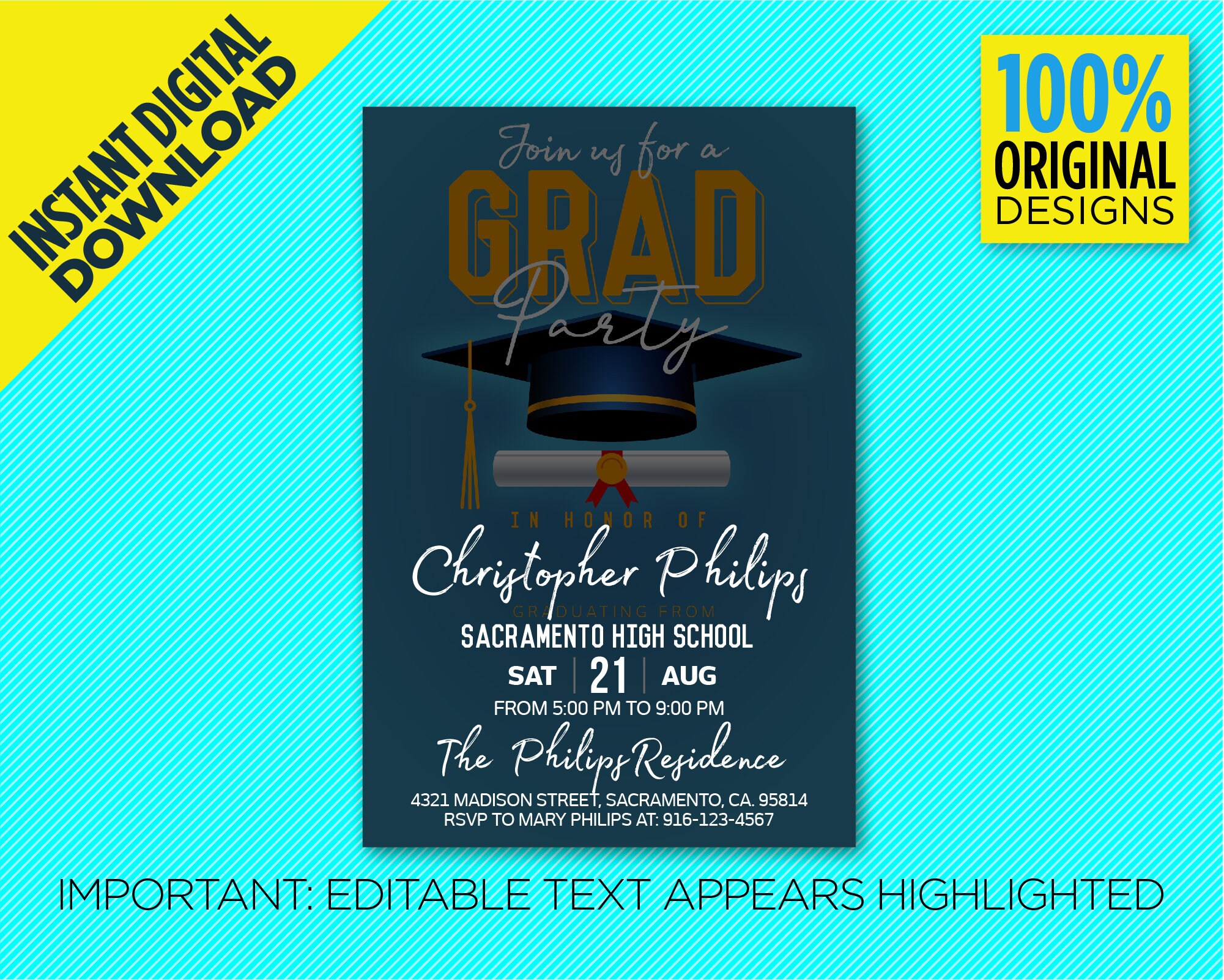 Grad Party Invitation 4x6 Graduation Party Invitation Etsy