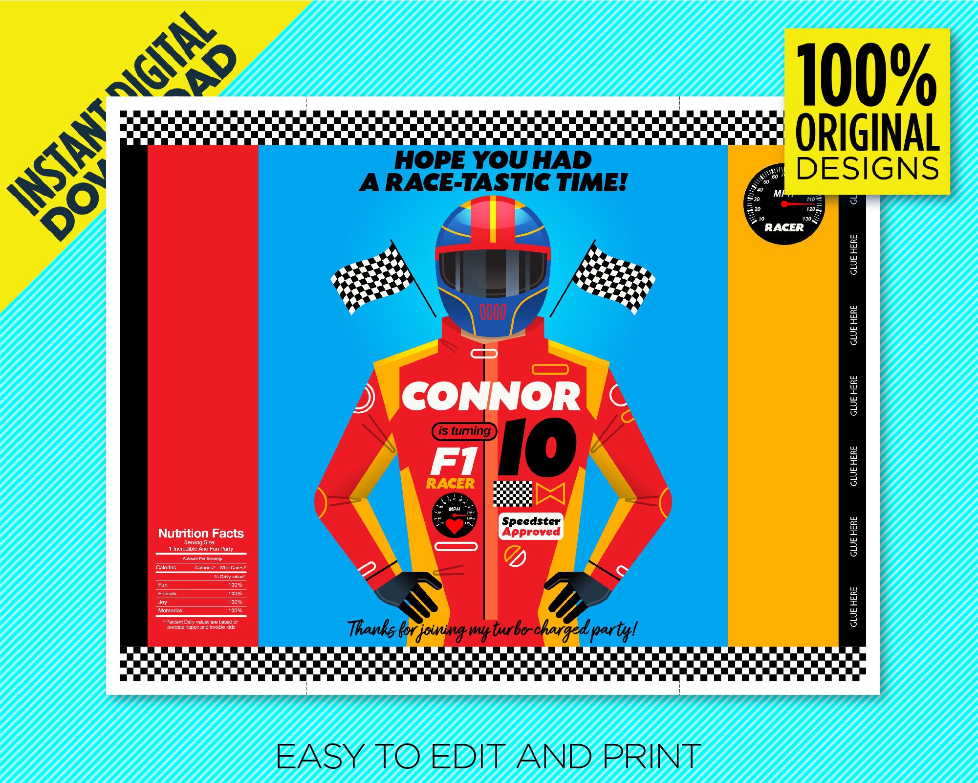 F1 Red Racer Printable Chip Bag Ideal for 1oz Chip Bag or - Etsy