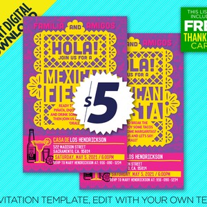 Mexican Fiesta Invitation - Instant Digital Download, Edit Yourself, Printable Design