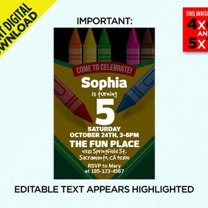 Crayon Birthday Party Printable Invitation - Crayon Classic Colors ...