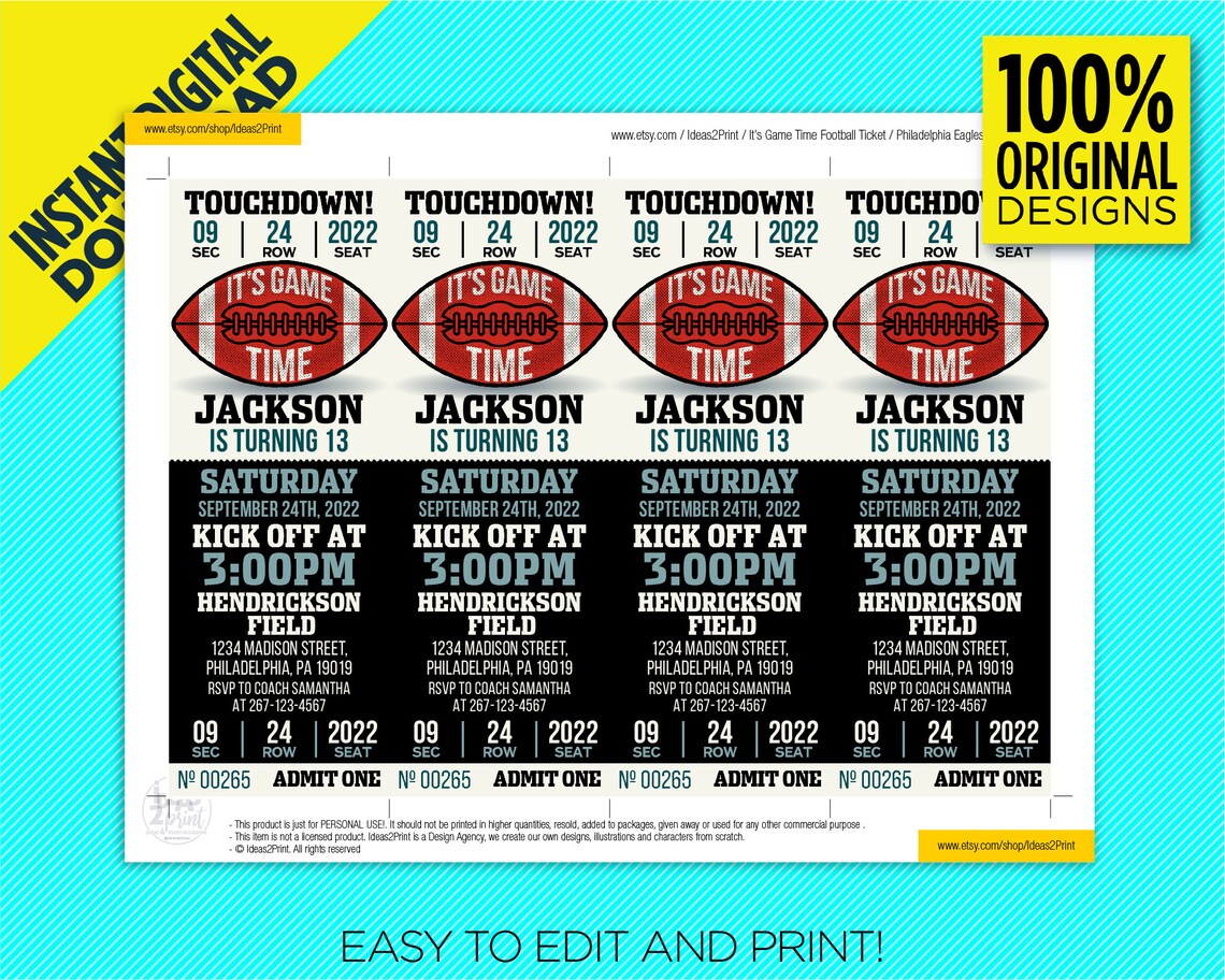 Philadelphia Eagles Party Printable Invitation Eagles - Etsy
