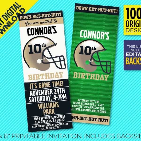 New Orleans Saints Birthday Invitation - Etsy