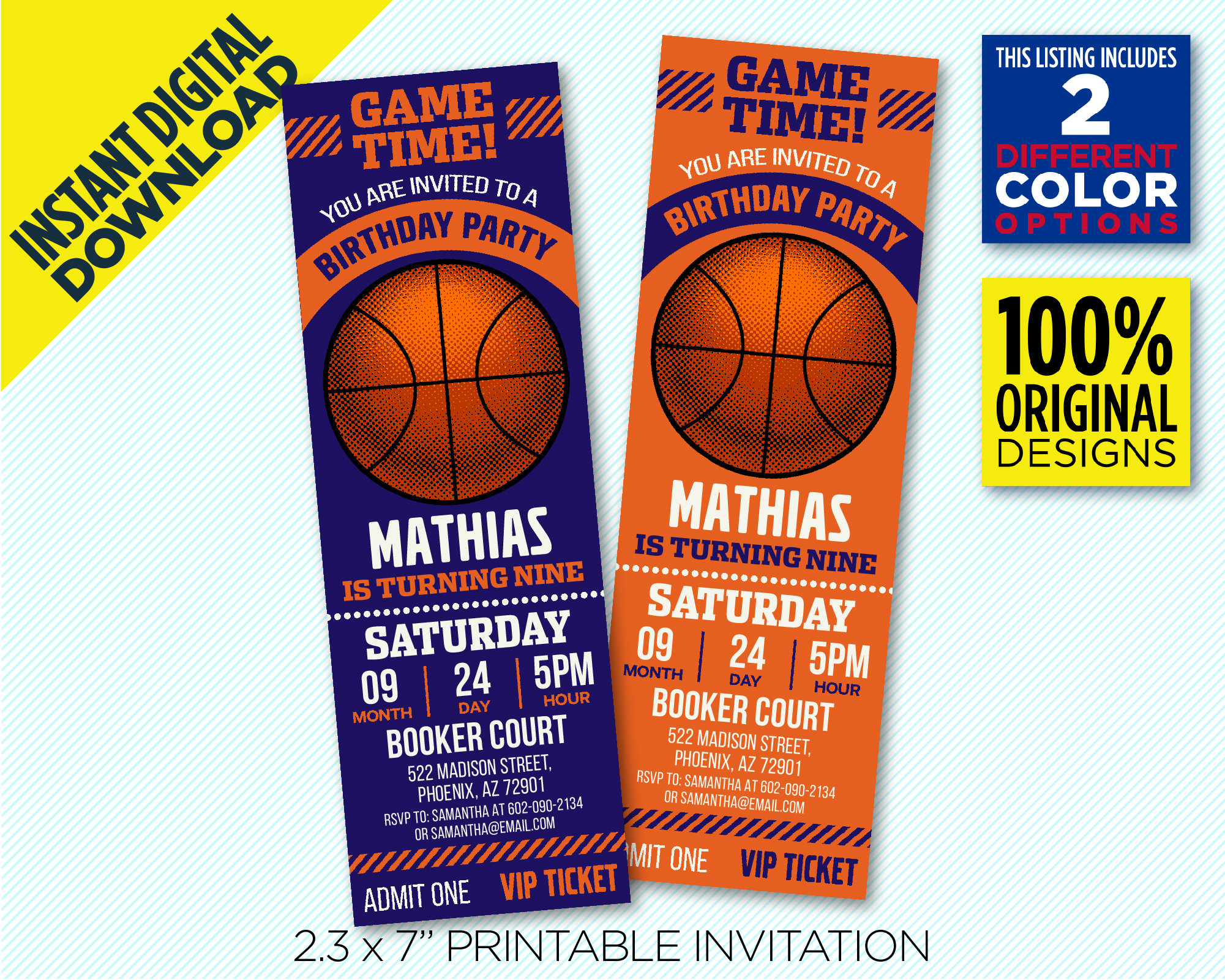 Invitación imprimible de boletos de Phoenix Suns fiesta de Etsy México