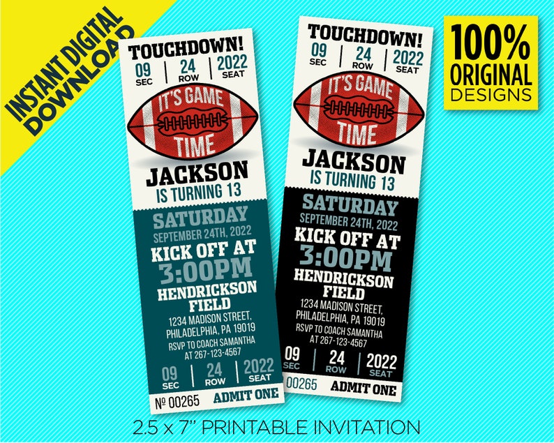 Philadelphia Eagles Party Printable Invitation Eagles - Etsy