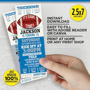 Es ist Game Time! Detroit Colors Football Team Geburtstagsparty druckbare Einladung | Zuhause bearbeiten mit Adobe Reader oder Canva