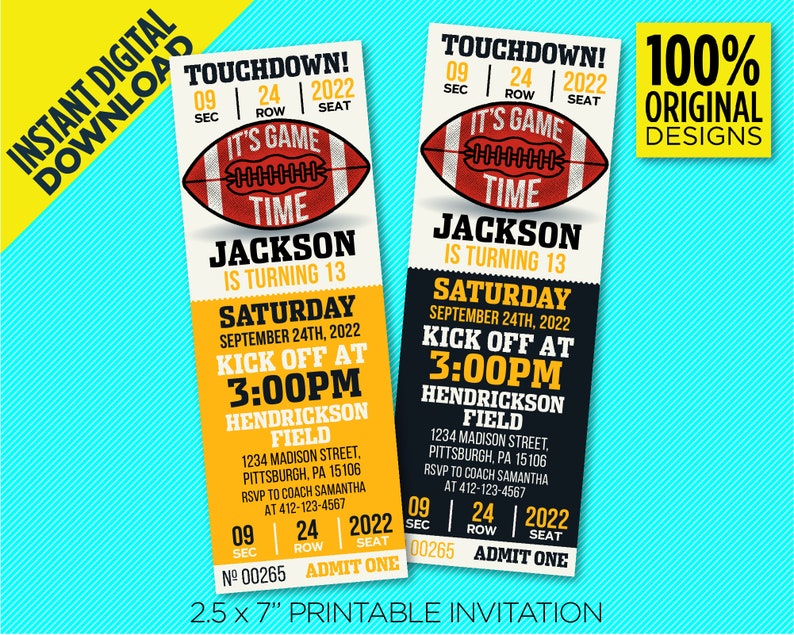 Pittsburgh Steelers Birthday Party Printable Invitation - Etsy