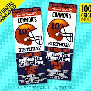 Invito stampabile per la festa di compleanno della squadra di football di Chicago - Modello di biglietto Chicago Colors - MODIFICA TE STESSO a casa con Adobe Reader