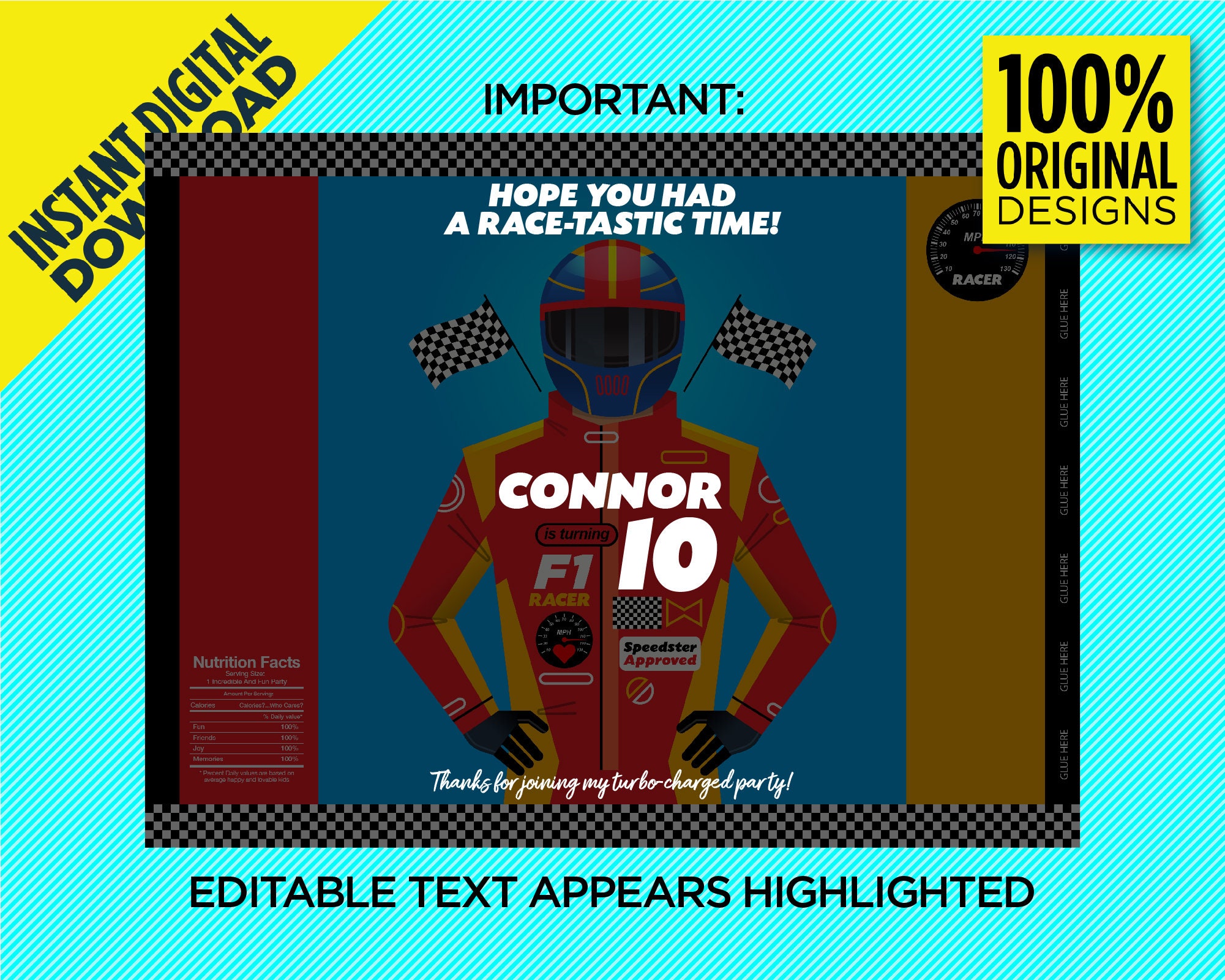 F1 Red Racer Printable Chip Bag Ideal for 1oz Chip Bag or - Etsy