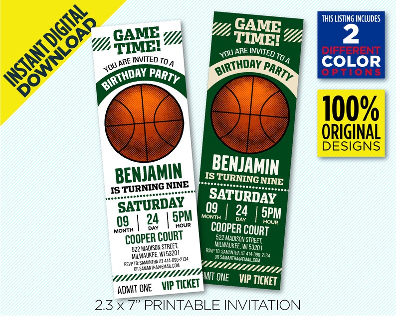 Milwaukee Bucks Ticket Printable Invitation Bucks Basketball - Etsy