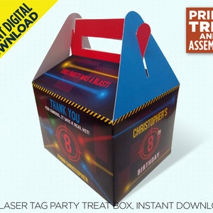 Laser Tag Birthday Party DIY Printable Treat Box, Instant Digital Download, Just Print, Trim, Fold And Assemble