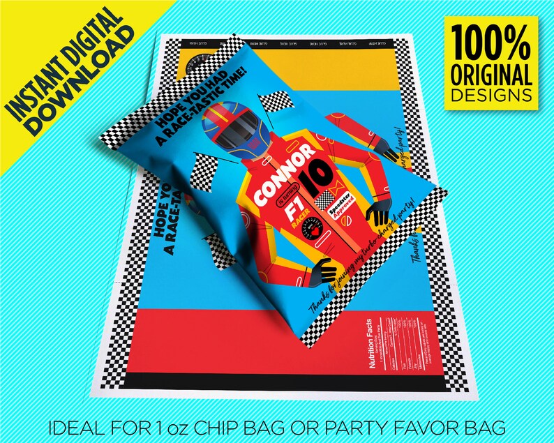 F1 Red Racer Printable Chip Bag Ideal for 1oz Chip Bag or - Etsy