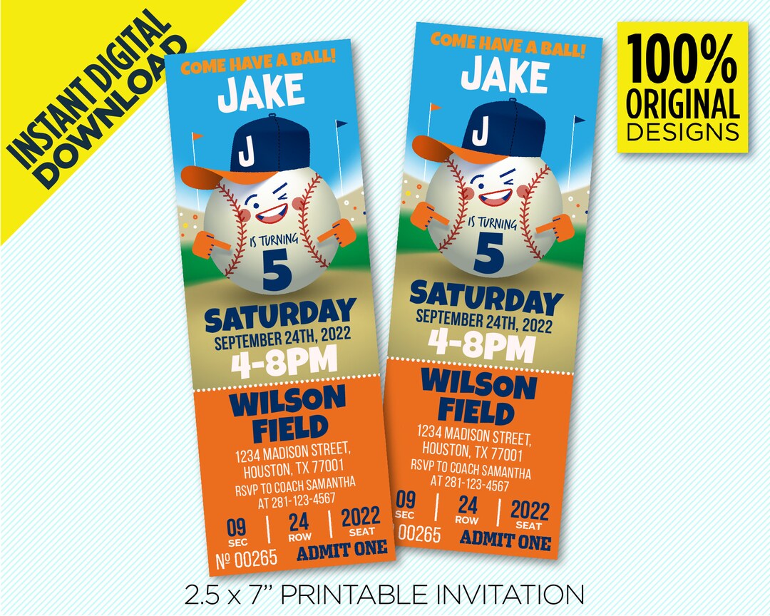 Houston Astros Ticket Birthday Party Printable Invitation, Astros ...