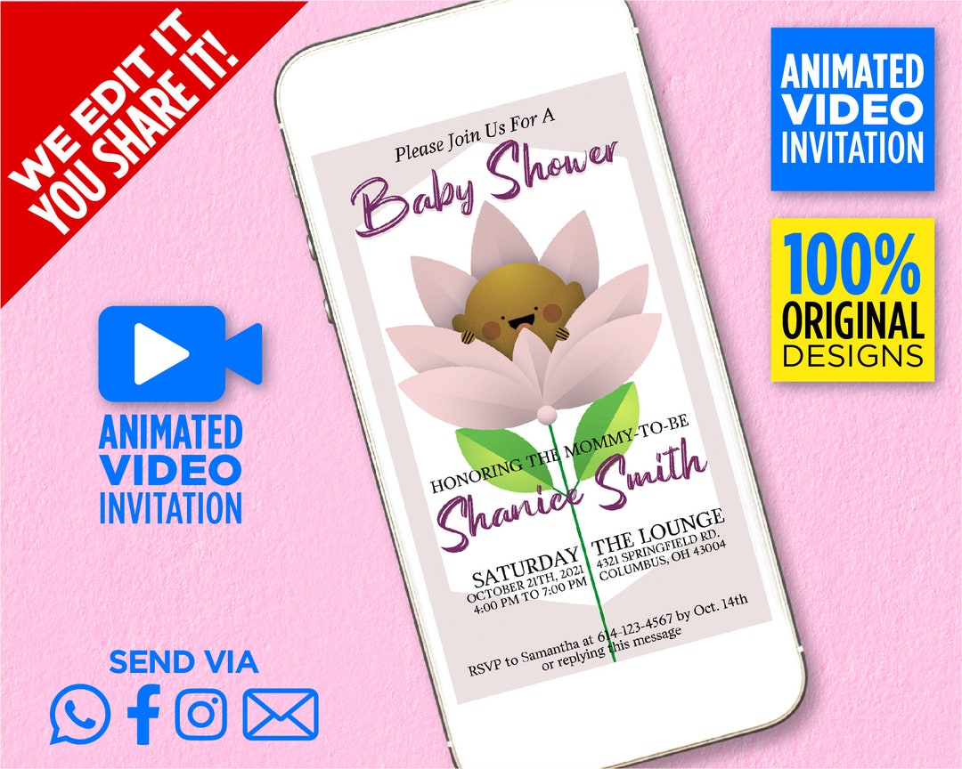 Baby Shower Video Invitation, Cute Africanamerican Baby Character