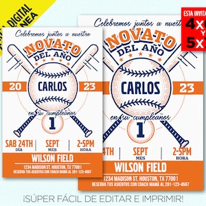 Houston Astros, Novato Del Año, Beisbol Invitación Imprimible Para Fiesta Infantil, Descarga Instantánea, Sólo Edita E Imprime!