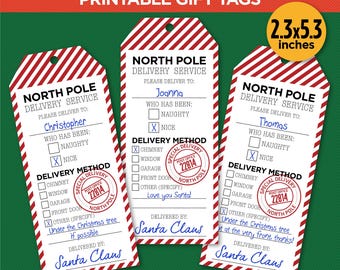 North Pole Delivery Service Printable Gift Tags - Christmas Gift Tags - Instant Digital Download - EDIT Yourself With Adobe Reader Or Canva