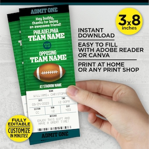 Philadelphia Colors Football Team Überraschungs-Spielticket | Grün & Schwarz Geschenk offenbaren Vorlage | BEARBEITEN mit Adobe Reader oder Canva