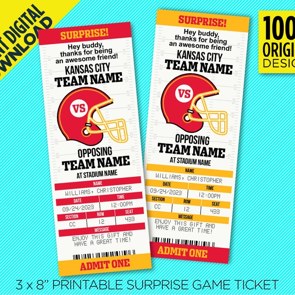 Game Ticket Template Kc Etsy