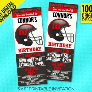 Tampa Bay Football Team Birthday Party Printable Invitation - Tampa Bay Colors Ticket Template - EDIT YOURSELF At Home With Adobe Reader