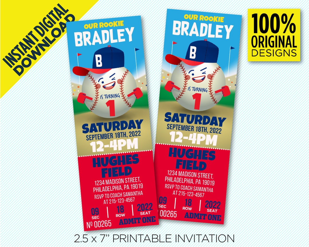 Philadelphia Phillies Ticket Birthday Party Printable Invitation Philadelphia Phillies Ticket Birthday Party Printable Invitation