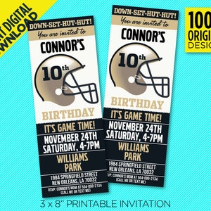 New Orleans Football Team Birthday Party Printable Invitation - New Orleans Colors Ticket Template - EDIT YOURSELF At Home With Adobe Reader