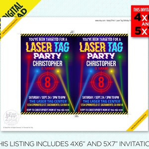 Laser Tag Birthday Party Printable Invitation Editable Laser - Etsy