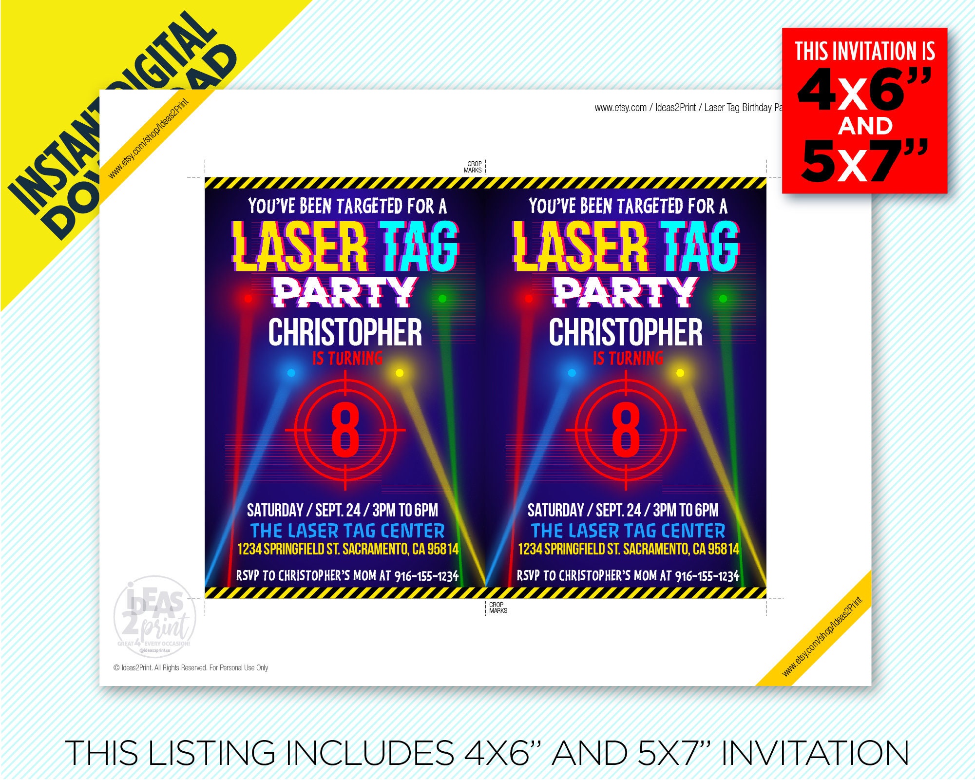 Laser Tag Birthday Party Printable Invitation Editable Laser - Etsy