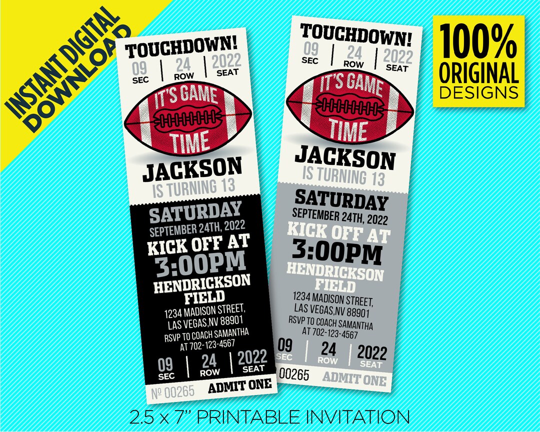 Las Vegas Raiders Birthday Party Printable Invitation, Raiders Football