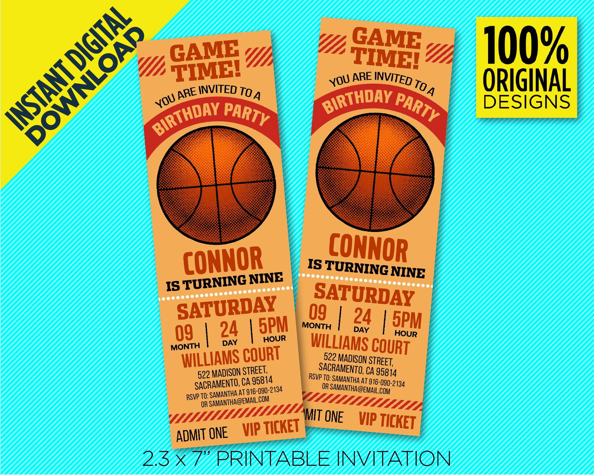 Basketball Ticket Printable Invitation, Basketball Themed Birthday