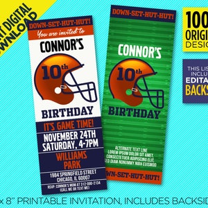 Invito stampabile per la festa di compleanno della squadra di football di Chicago - Include retro - Modello di biglietto Chicago Colors - MODIFICA TE STESSO a casa