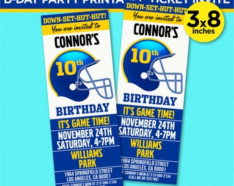 Los Angeles Colors Football Team Birthday Party Printable Invitation - Blue & Yellow Ticket - EDIT YOURSELF With Adobe Reader Or Canva