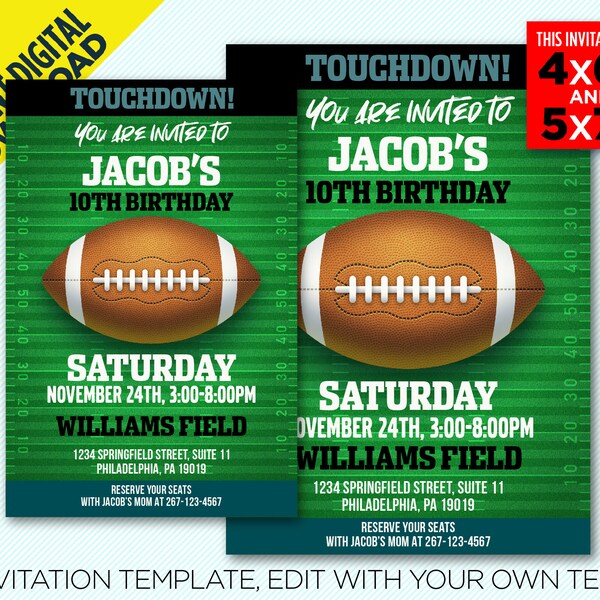 Philadelphia Eagles Birthday Invitations - Etsy