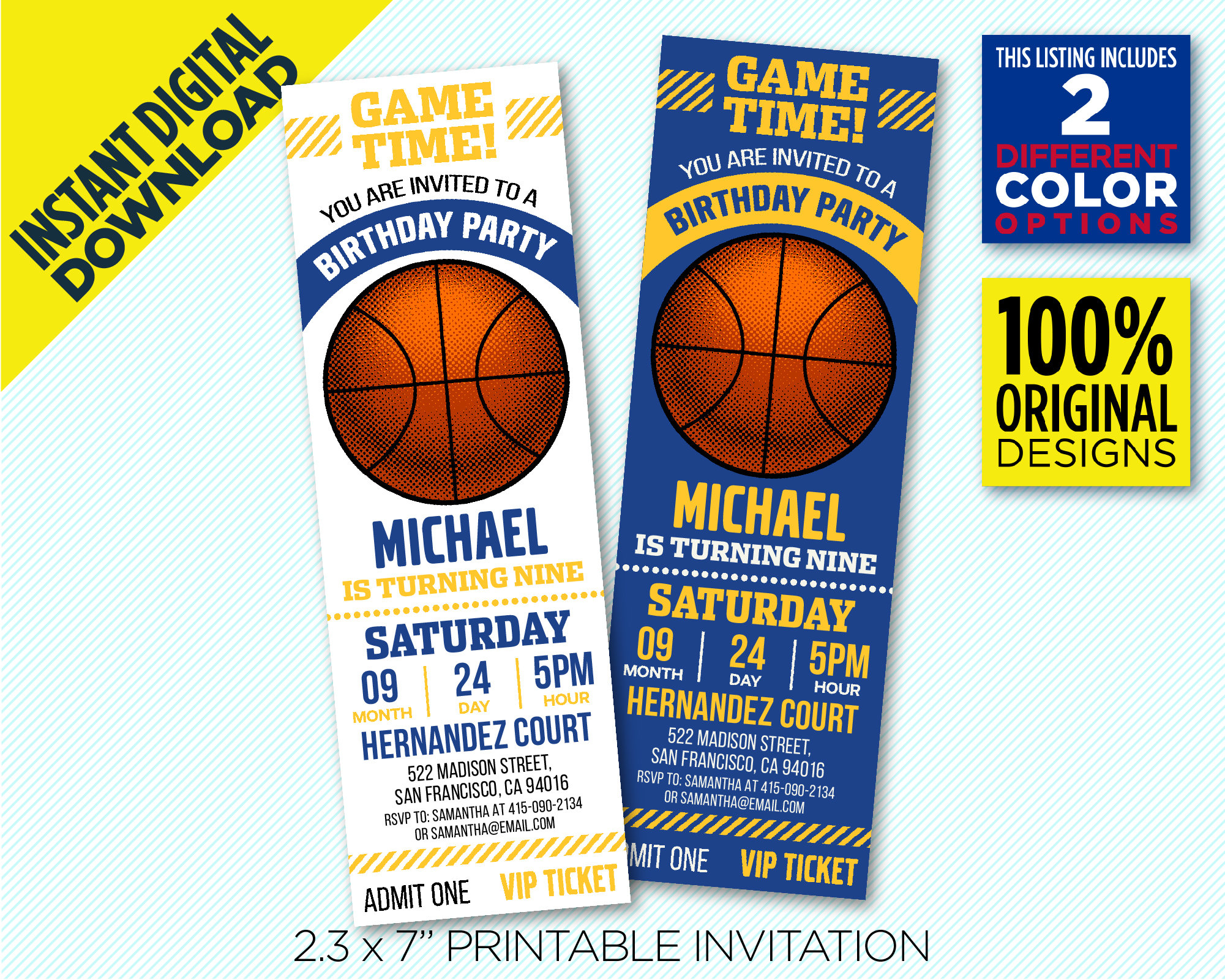 Golden State Warriors Ticket Printable Invitation, SF Warriors
