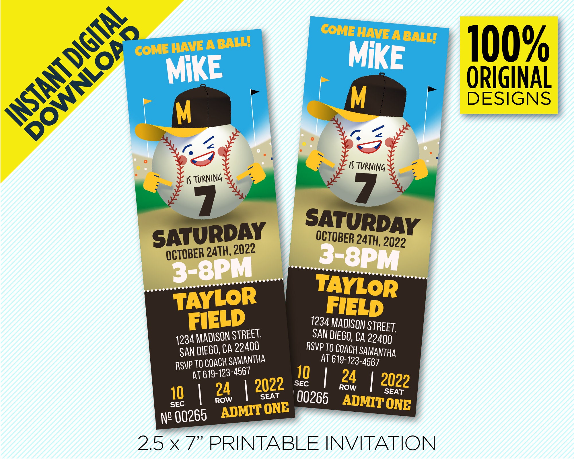 San Diego Padres Ticket Birthday Party Printable Invitation Etsy